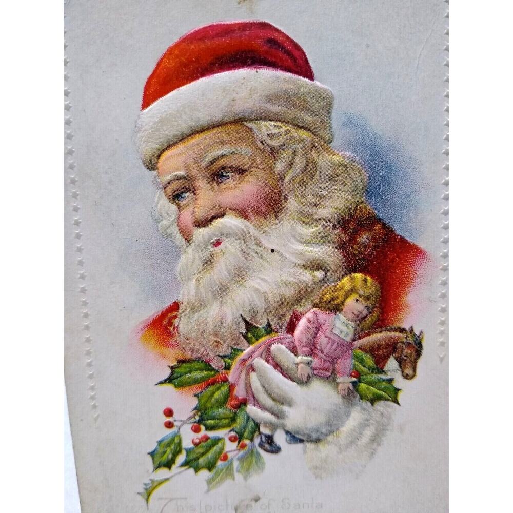 Santa Claus St Nick Holding Toys Christmas Postcard 1915 San Francisco C-158